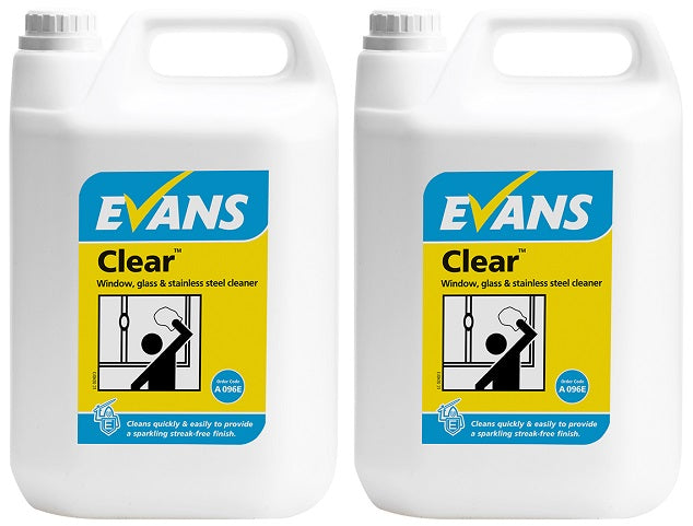 2 x Evans Clear Glass Cleaner 5Lt