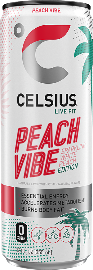 12 x Celsius Peach Vibe Energy Drink - 355ML