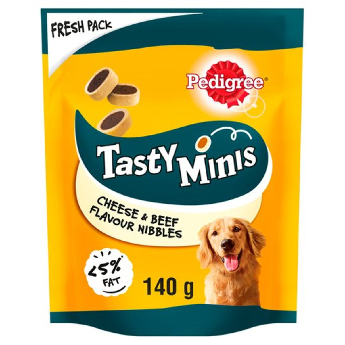 8 x Pedigree Tasty Minis Adult Dog Treats Cheese & Beef Nibbles 140G