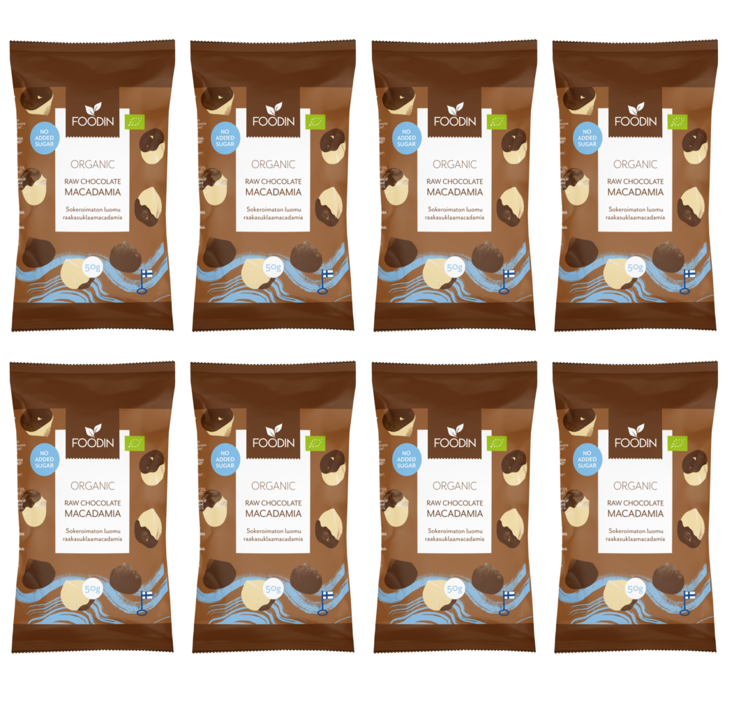 8 x Foodin Org Raw Choc Macadamia - 50g