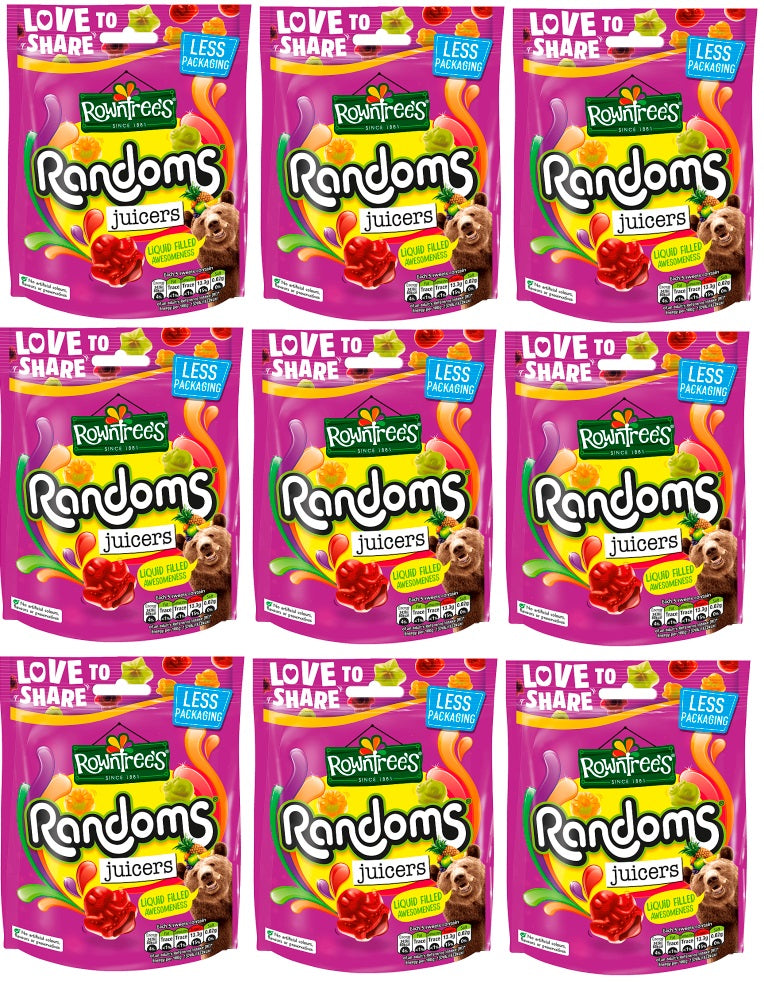 9 X Rowntrees Randoms Juicers Pouch 140GM