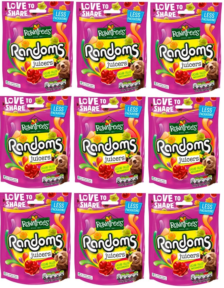 9 X Rowntrees Randoms Juicers Pouch 140GM