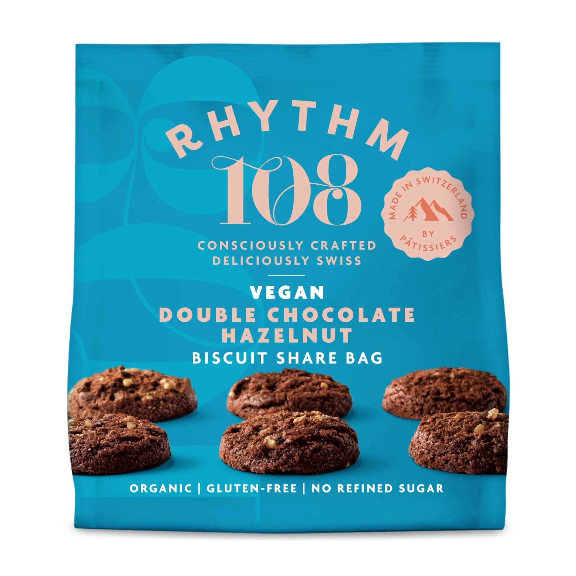 8 x Rhythm 108 Double Choc Hazelnut Share Bag - 135g