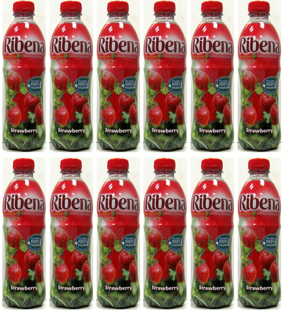 12 x Ribena Strawberry Juice Drink No Added Sugar 500Ml