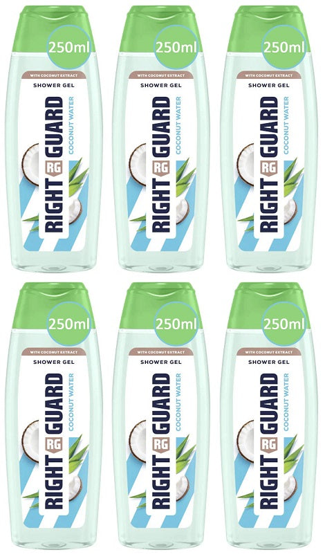 6 X Right Guard Shower Coconut Water - 250Ml
