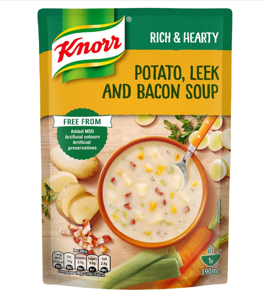 6 x Knorr Rich & Hearty Potato Leek & Bacon 390G