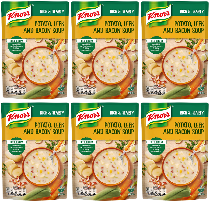 6 x Knorr Rich & Hearty Potato Leek & Bacon 390G