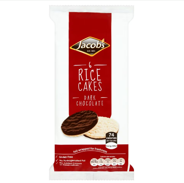 16 x Jacob's 6 Dark Chocolate Rice Cakes 90G