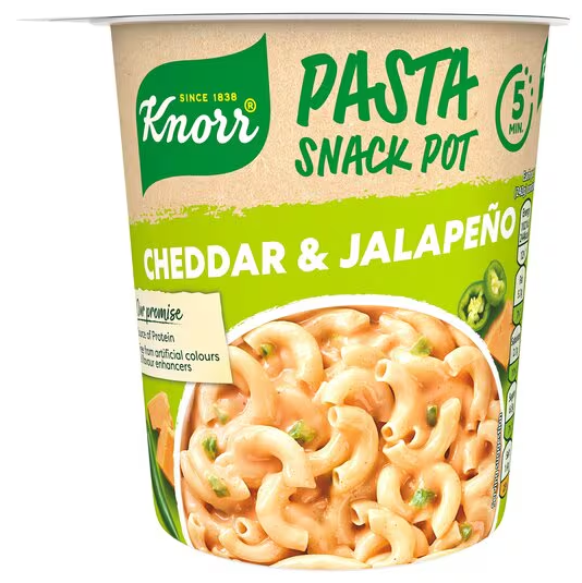 8 x Knorr Pasta Snack Pot Cheddar & Jalapeño 62G