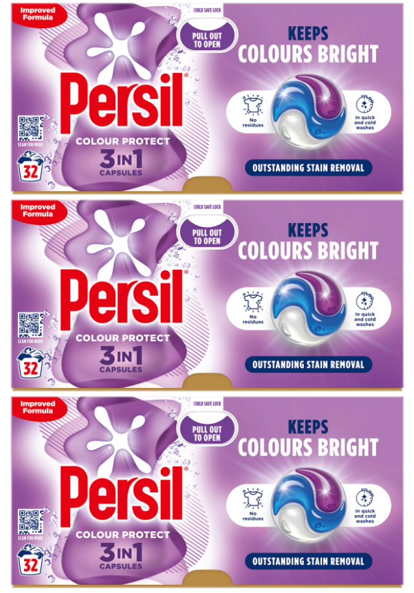 3 x Persil 3 In 1 Washing Capsules Colour Protect 26 Washes