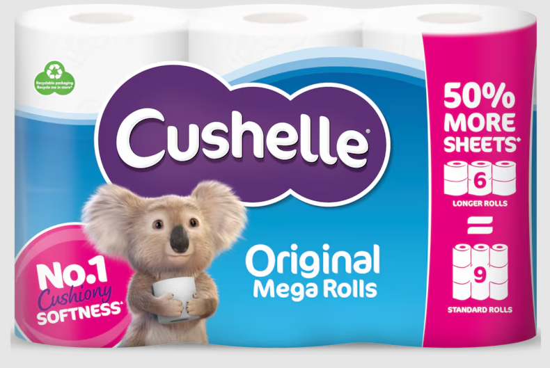 Cushelle Original Toilet Rolls 12 Mega Rolls 50% More Sheets