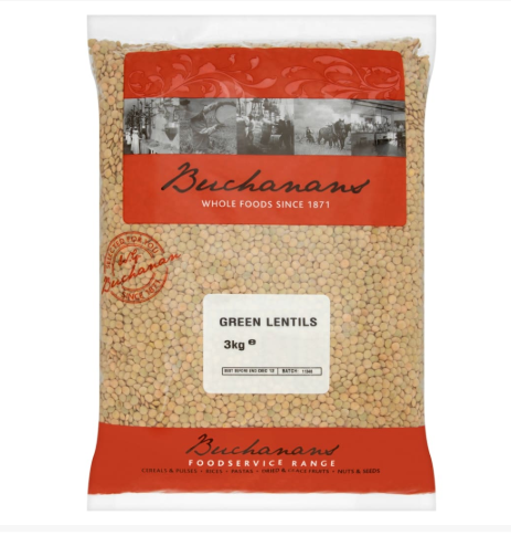 4 x Buchanans Green Lentils 3Kg