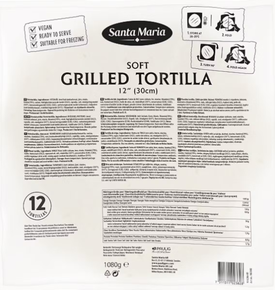 6 x Santa Maria 30Cm Grilled Soft Tortilla 6X1080G