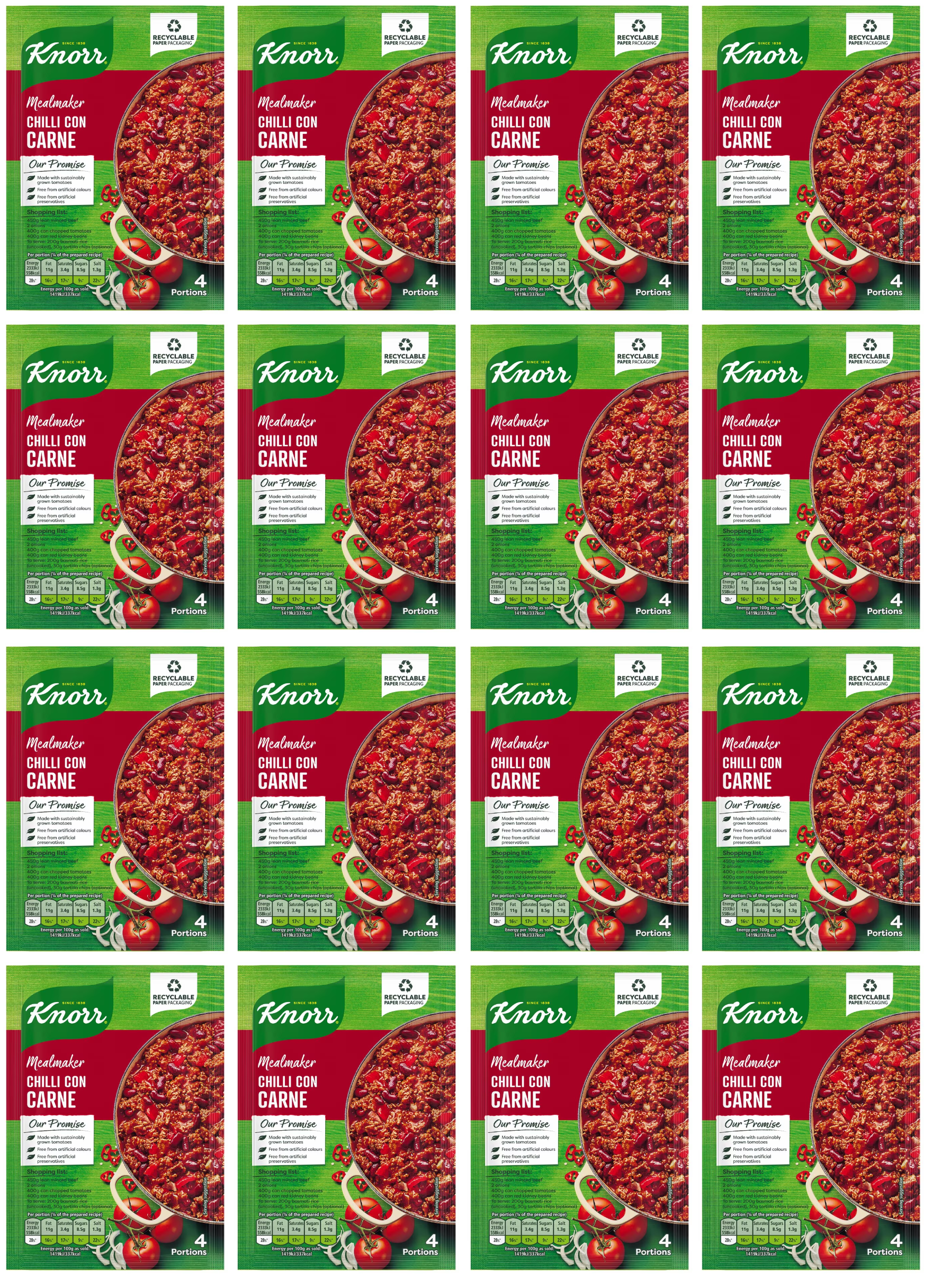 16 x Knorr Mealmaker Chilli Con Carne 50G