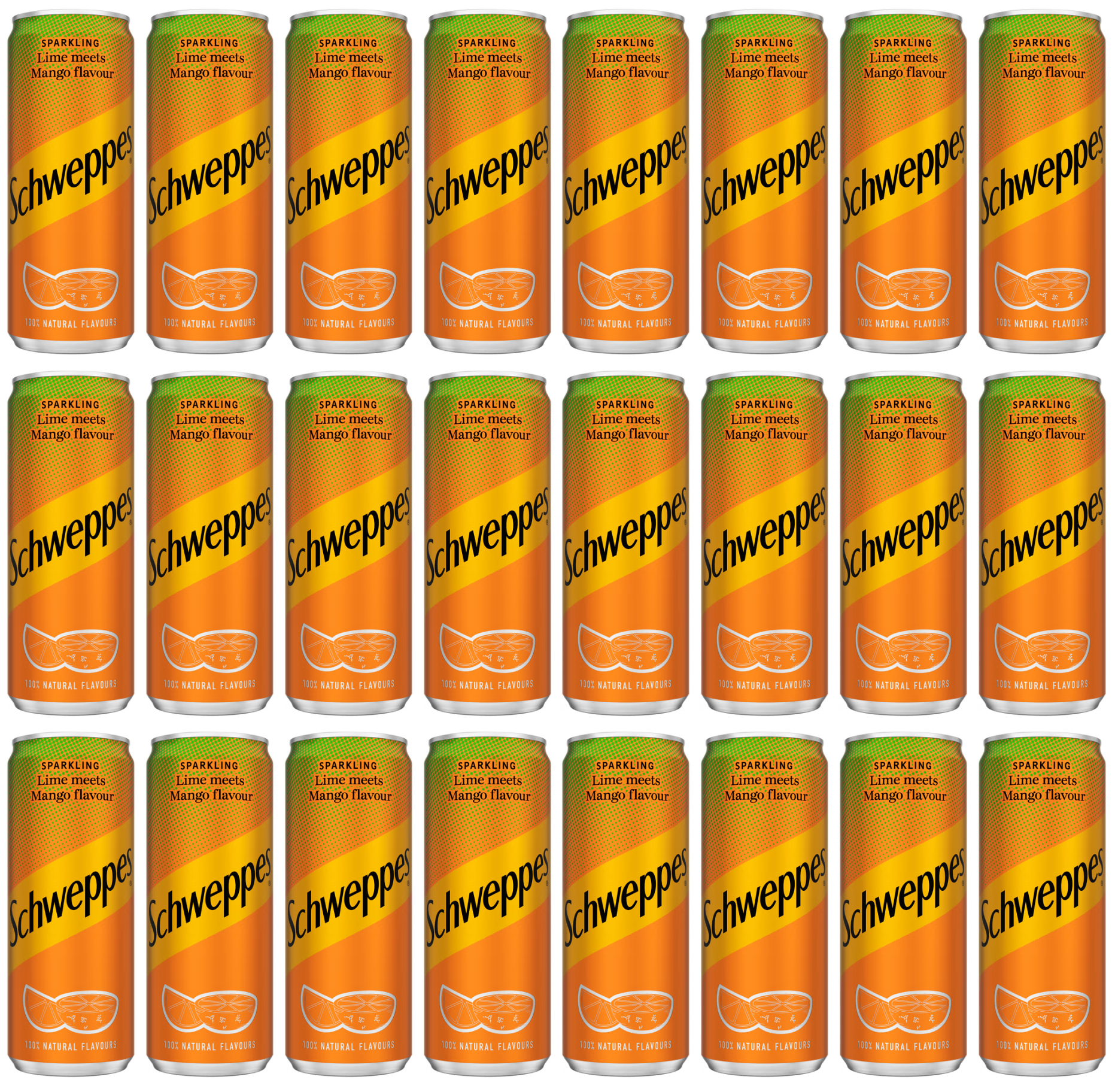 24 x Schweppes Sparkling Lime Meets Mango Flavour 330Ml