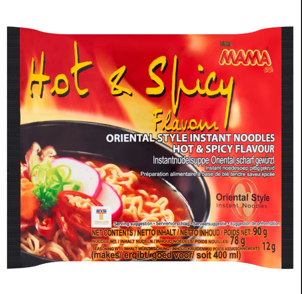 10 x Mama Hot & Spicy Instant Noodles 90g