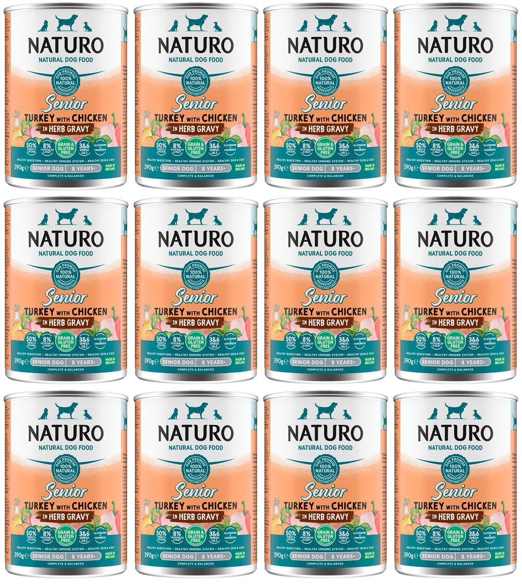 12 x Naturo Senior Dog Turkey & Chicken Gravy  - 390GM