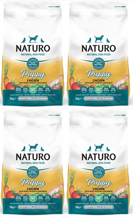 4 x Naturo Dry Puppy Dog Chicken & Potato - 2KG