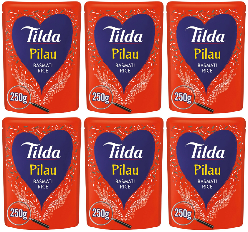 6 x Tilda Microwave Rice Pilau Basmati - 250G