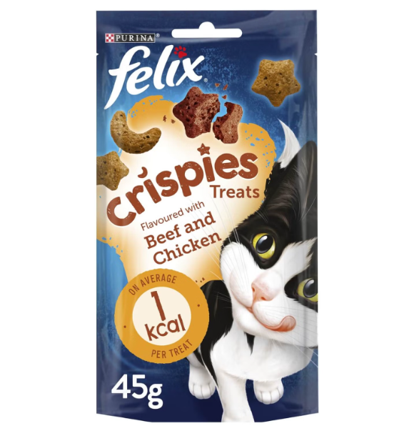 8 x Felix Cat Crispies Beef & Chicken - 45GM