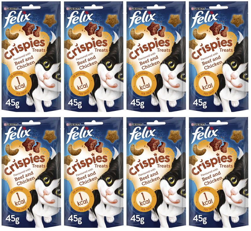 8 x Felix Cat Crispies Beef & Chicken - 45GM