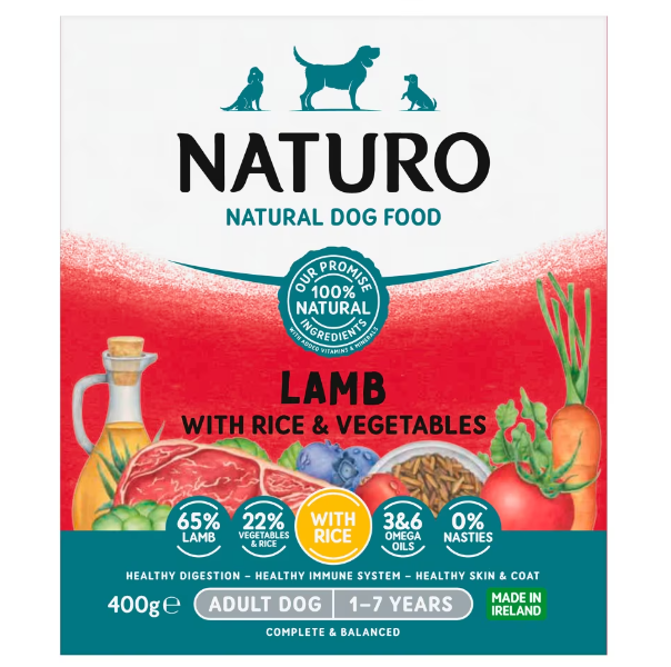 7 x Naturo Adult Dog Tray Lamb & Rice  - 400GM