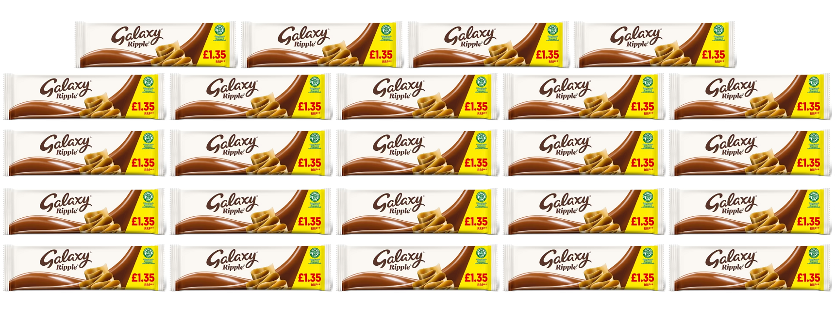 29 x Galaxy Ripple Milk Chocolate Multipack Bars 3pk - 90GM