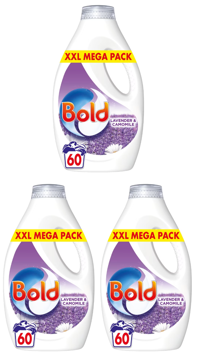 3 x Bold Liquid Lavender 60 Wash - 1.98 LITRE