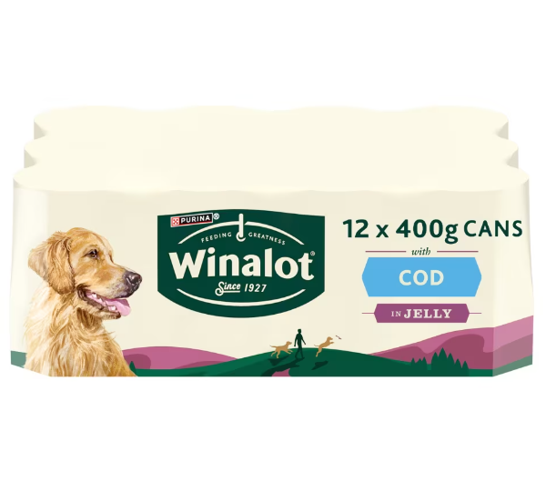 12 x Winalot Dog Jelly Cod Pm - 400GM