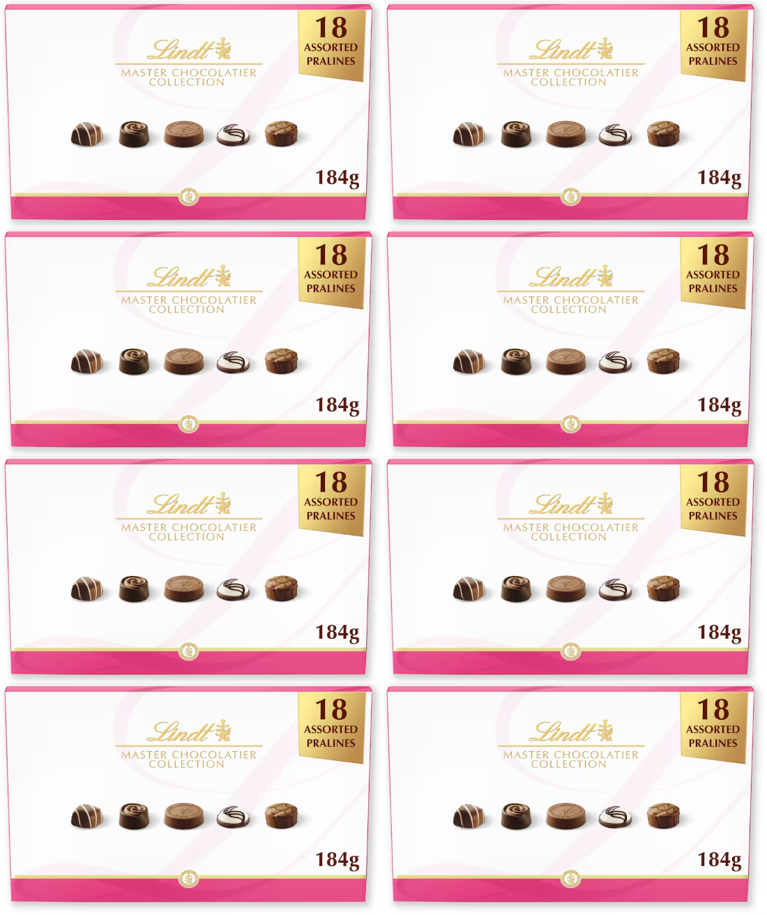 8 x Lindt Master Chocolatier Collection Chocolate Box 184G