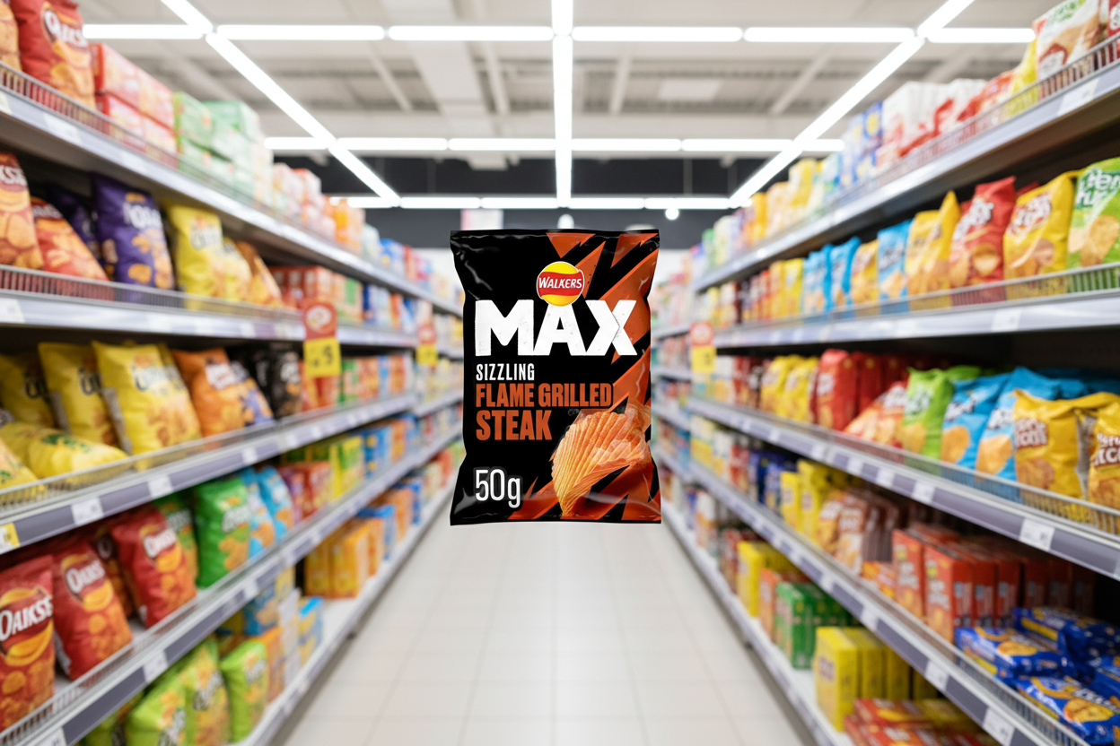 15 x Walkers Max Flamed Grilled Steak - 70GM