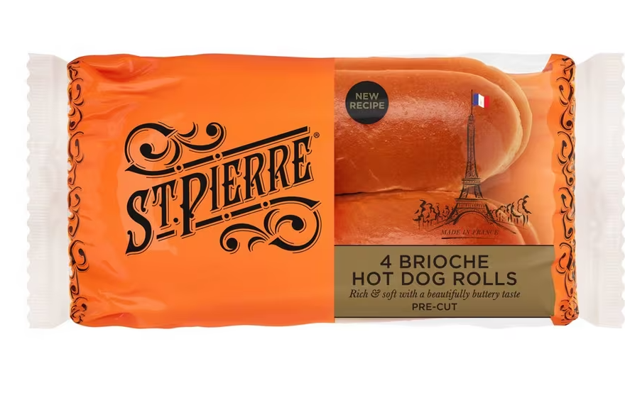 10 x St Pierre 4 Brioche Hot Dog Rolls - 180GM