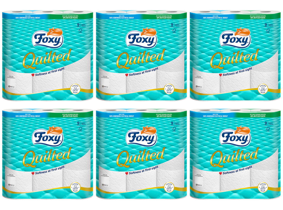 6 x Foxy Toilet Tissue Quilted - 9 PACK