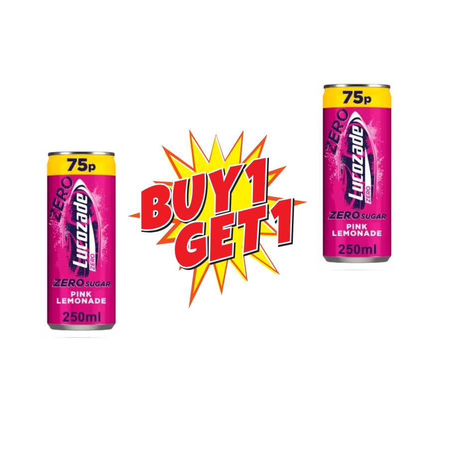 Buy 1 Get 1 Free Lucozade Zero Pink Lemonade Can - 250ML