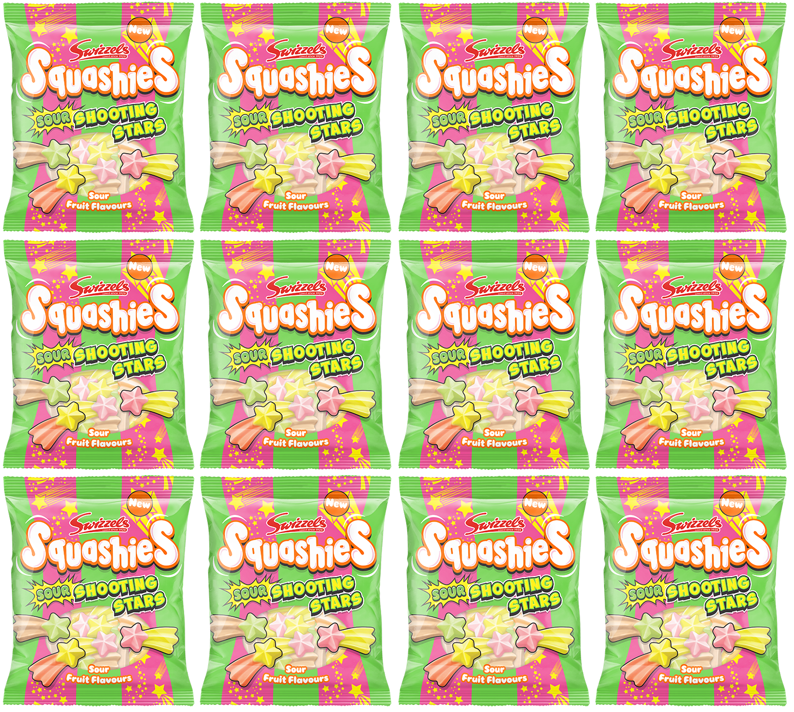 12 x Squashies Sour Shooting Stars - 120GM