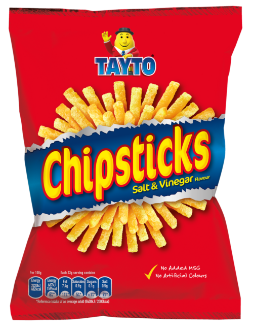 50 x Tayto Chipsticks Salt & Vinegar Flavour 33G