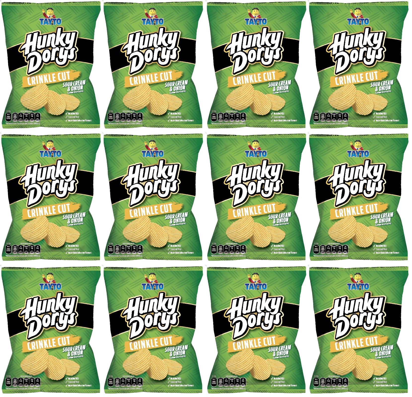 12 x Hunky Dorys Scour Cream & Onion Crisps 135G