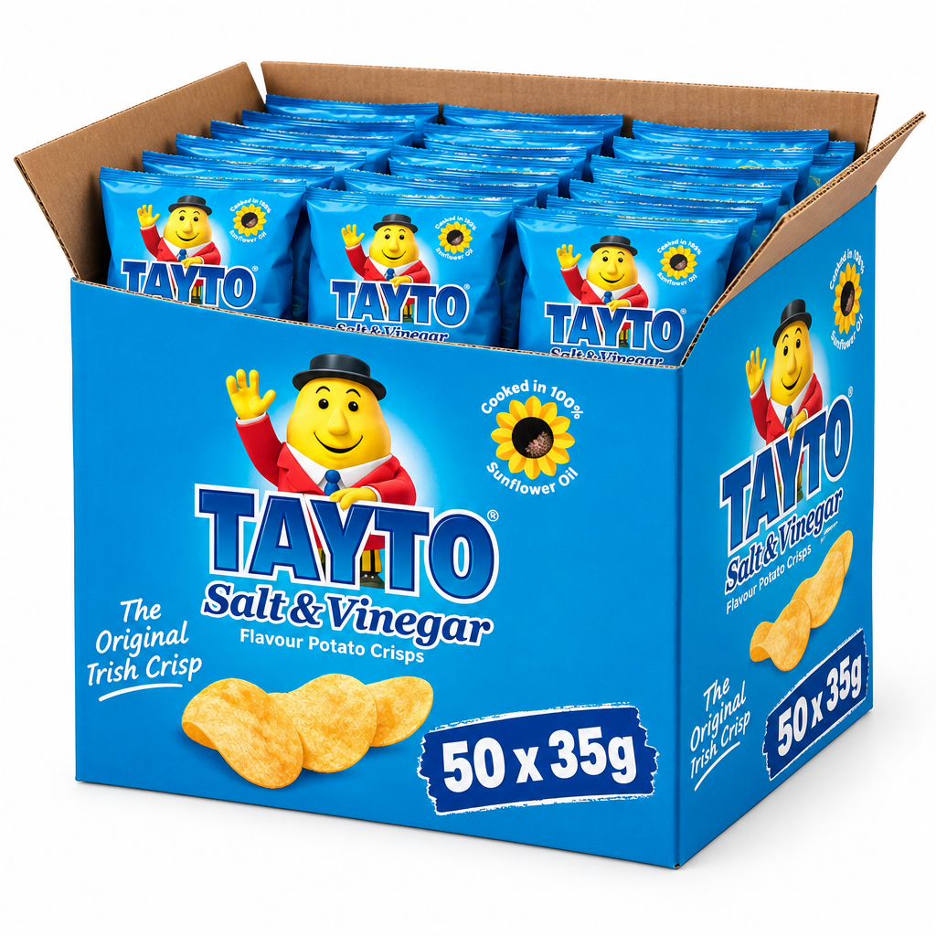 50 x Tayto Salt & Vinegar Flavour Potato Crisps 35G
