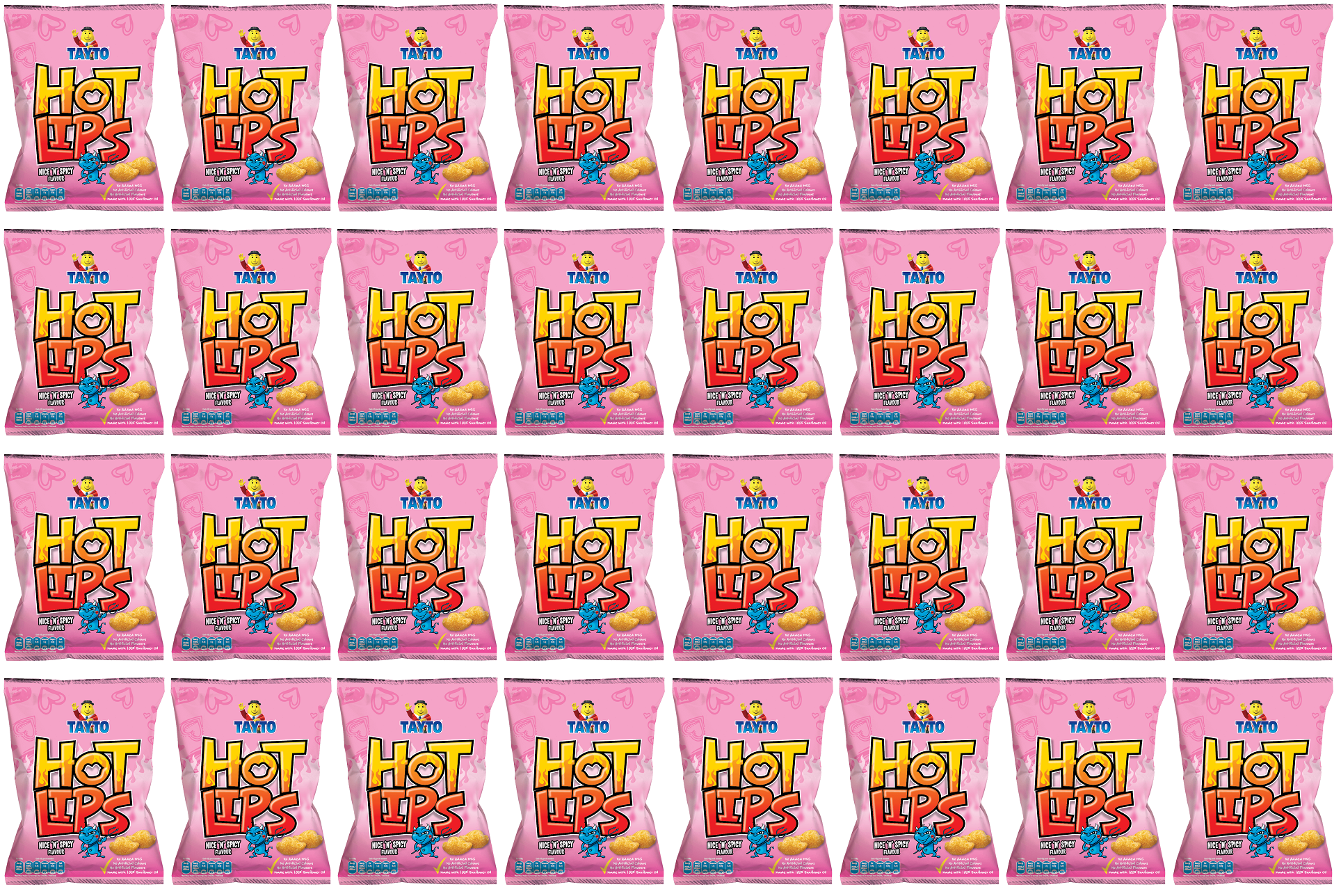32 x Tayto Hot Lips Nice  N  Spicy Flavour 40G