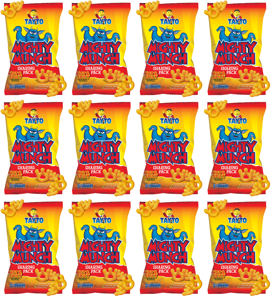 12 x Tayto Mighty Munch Hot & Spicy Flavour 6 X 26G