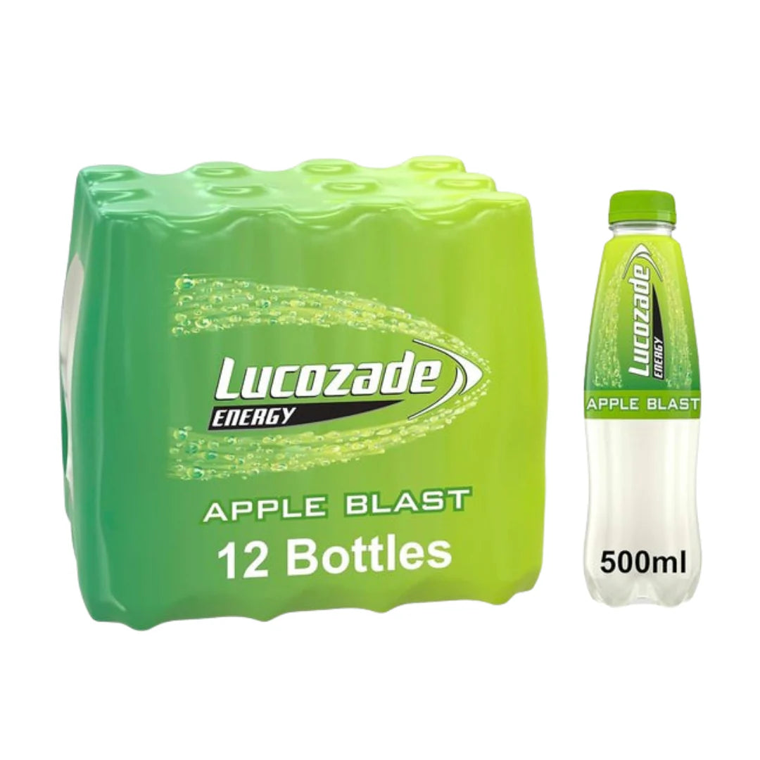 12 x Lucozade Energy Drink Apple Blast 500Ml