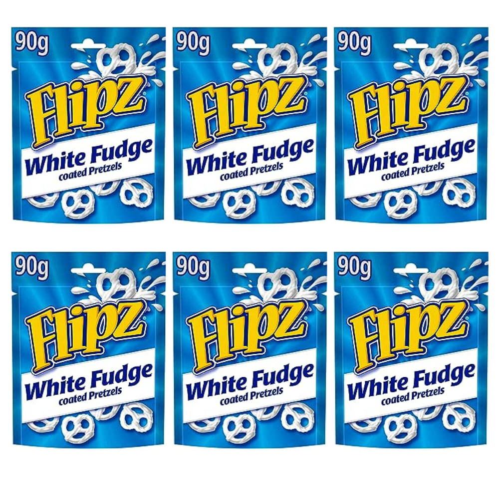 6 x Flipz White Fudge Chocolate Pretzels 90Gm