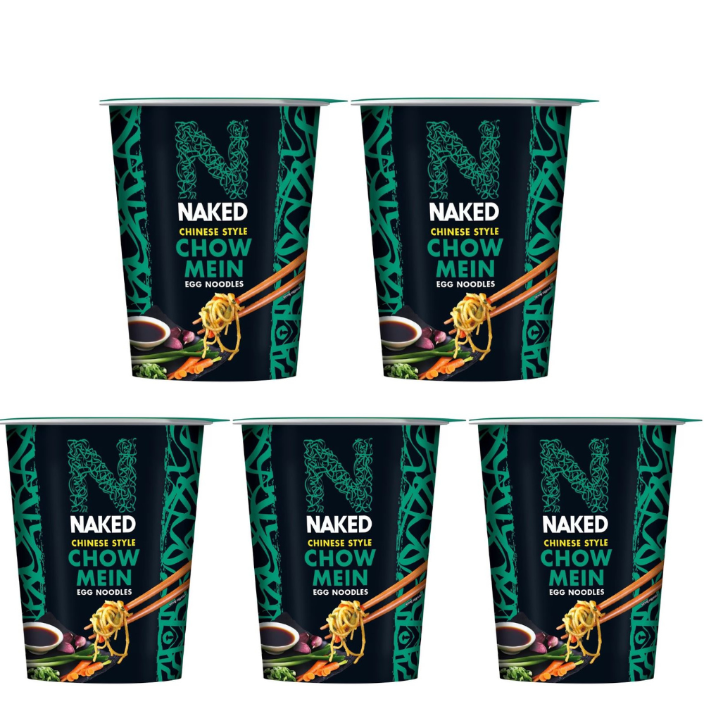 5 x Naked Noodle Chow Mein Noodle Pot 75Gm