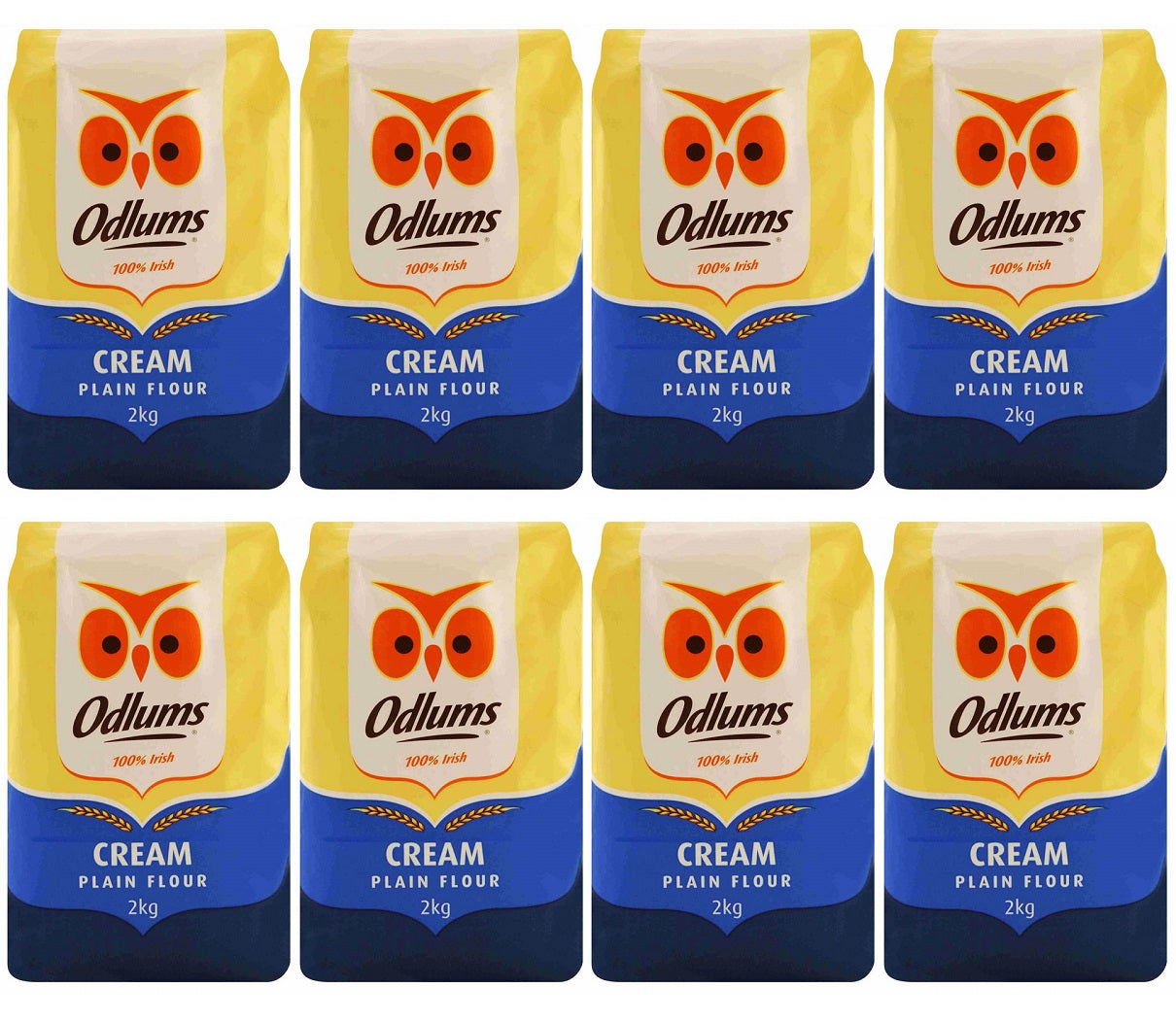 8 x Odlums Cream Plain Flour 2Kg