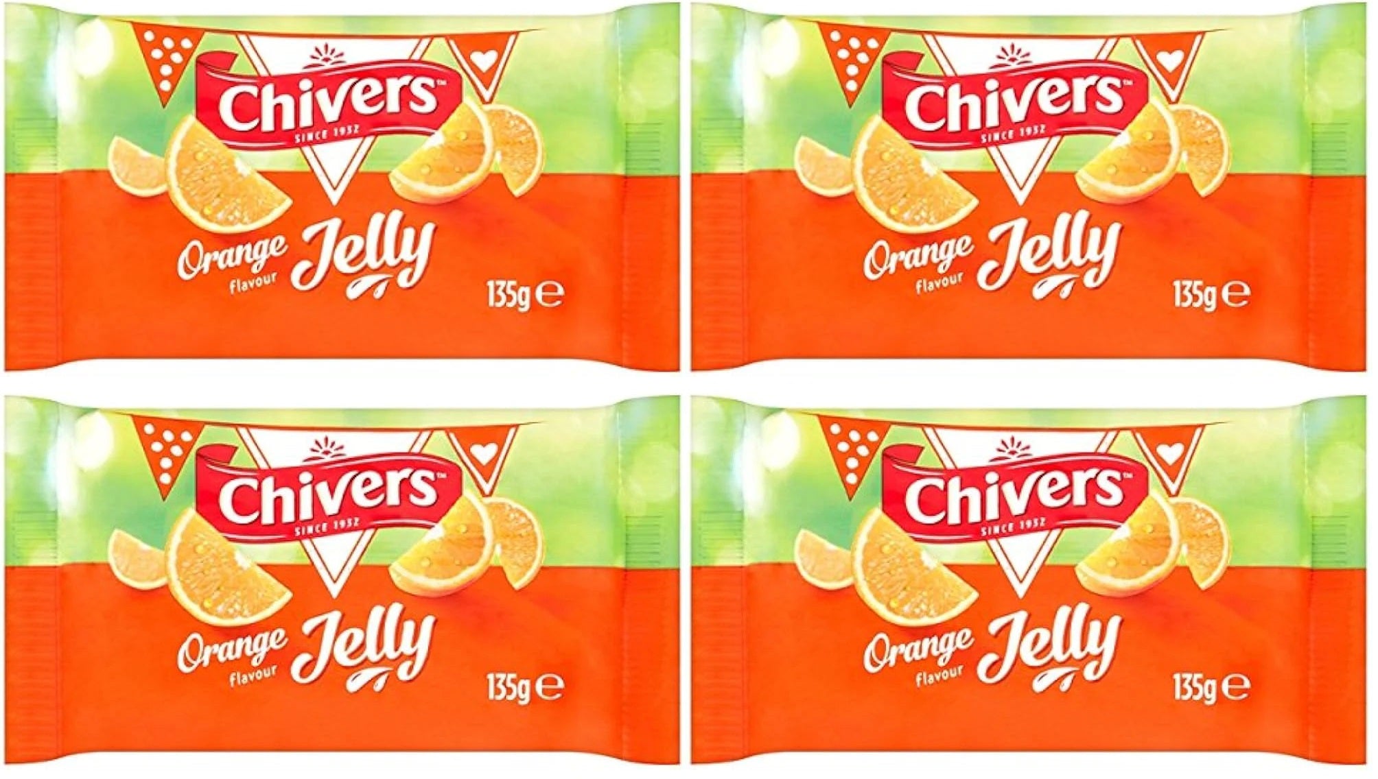 4 x Chivers Catering Orange Flavour Jelly 12 X 135G (1.62Kg)