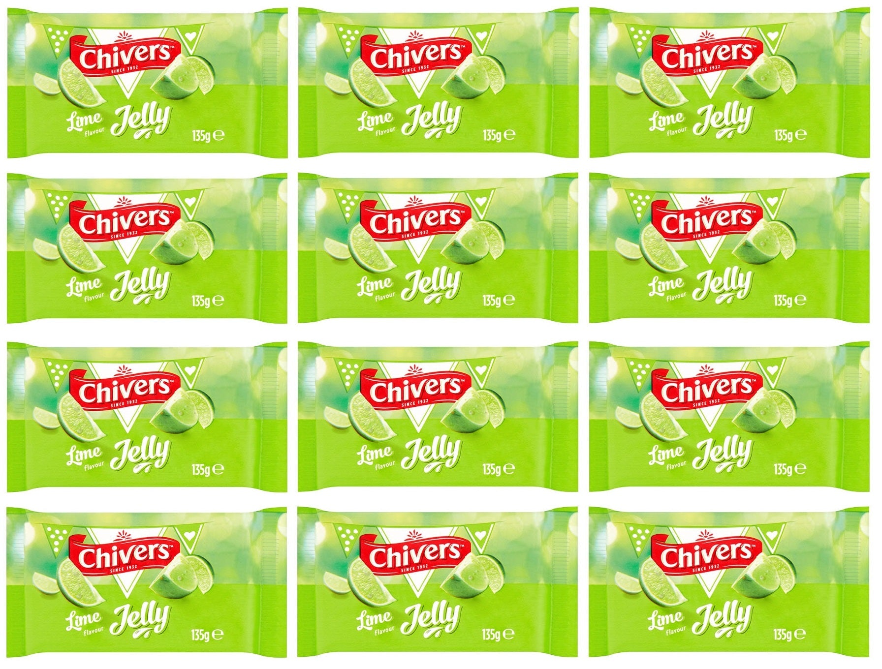 12 x Chivers Lime Flavour Jelly 135G