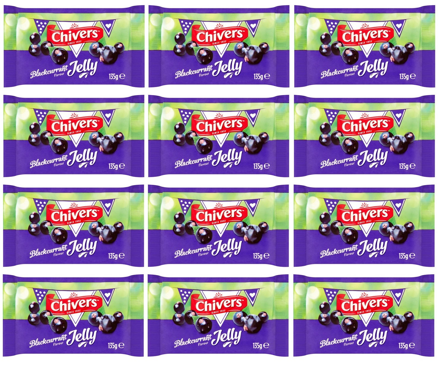 12 x Chivers Blackcurrant Flavour Jelly 135G