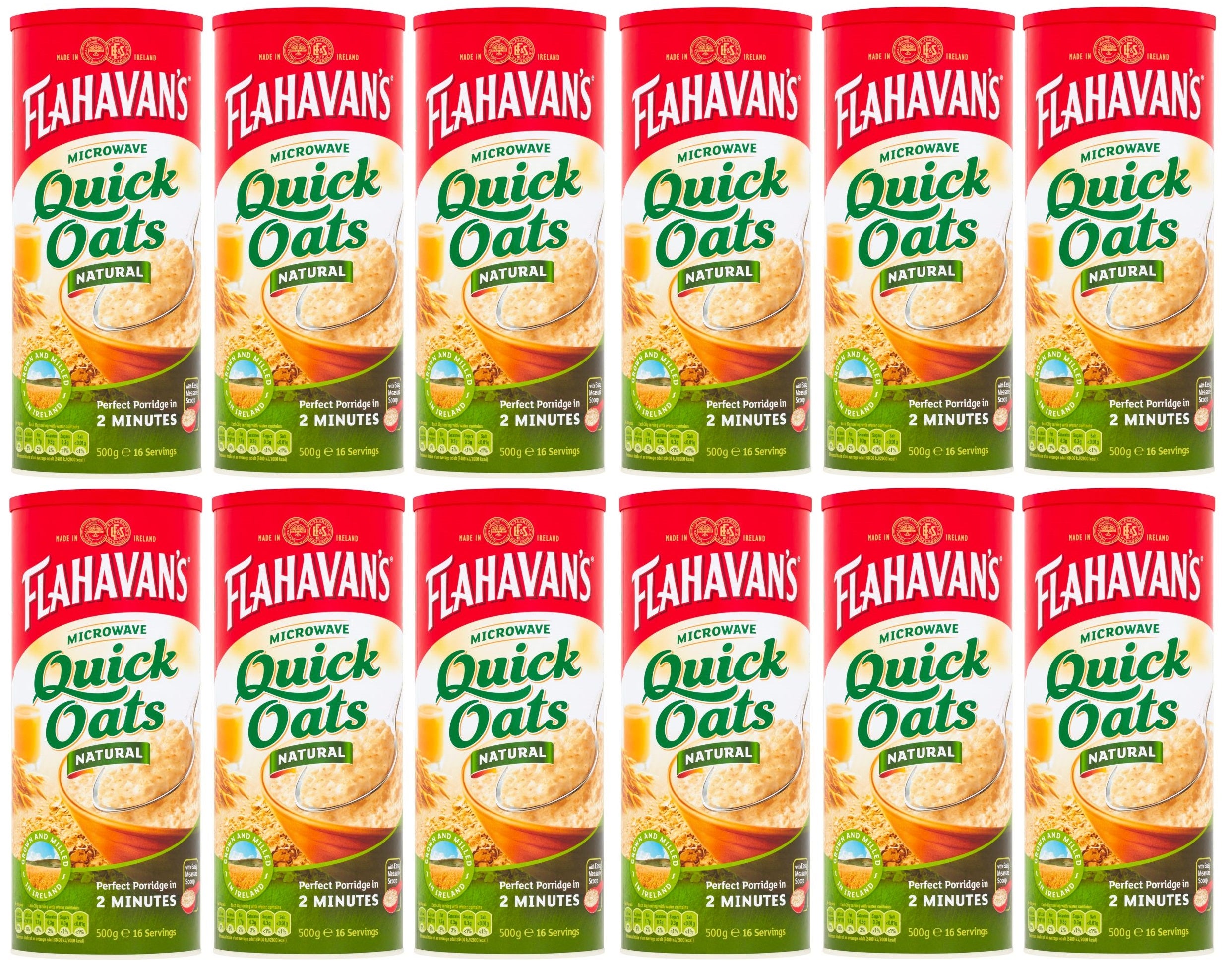 12 x Flahavan's Microwave Quick Oats Natural 500G