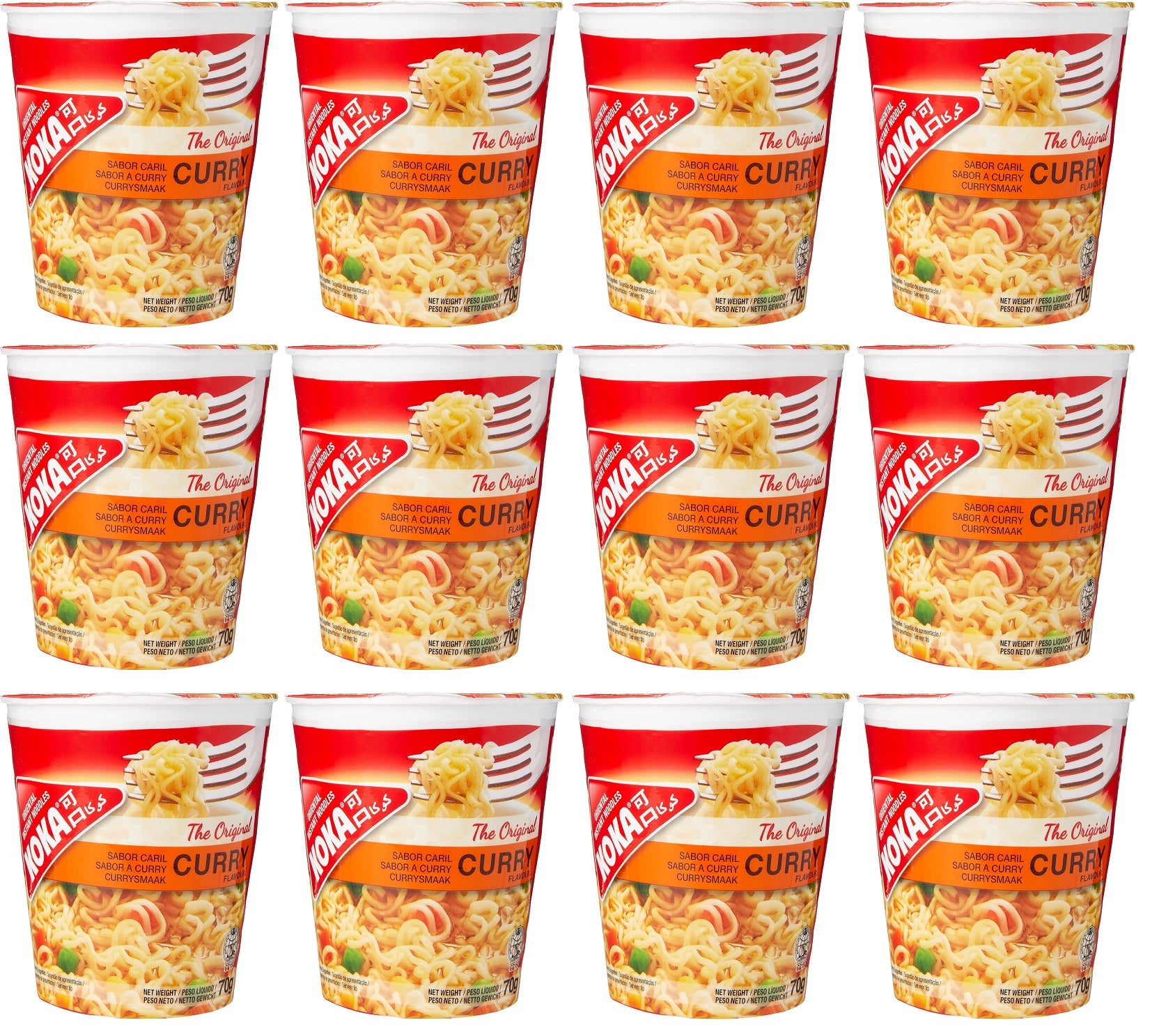 12 x Koka The Original Curry Flavour Oriental Instant Noodles 70G