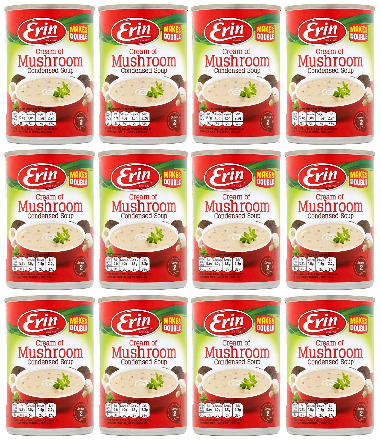 12 x Erin Cream Of Mushroom Condensed Soup 295G